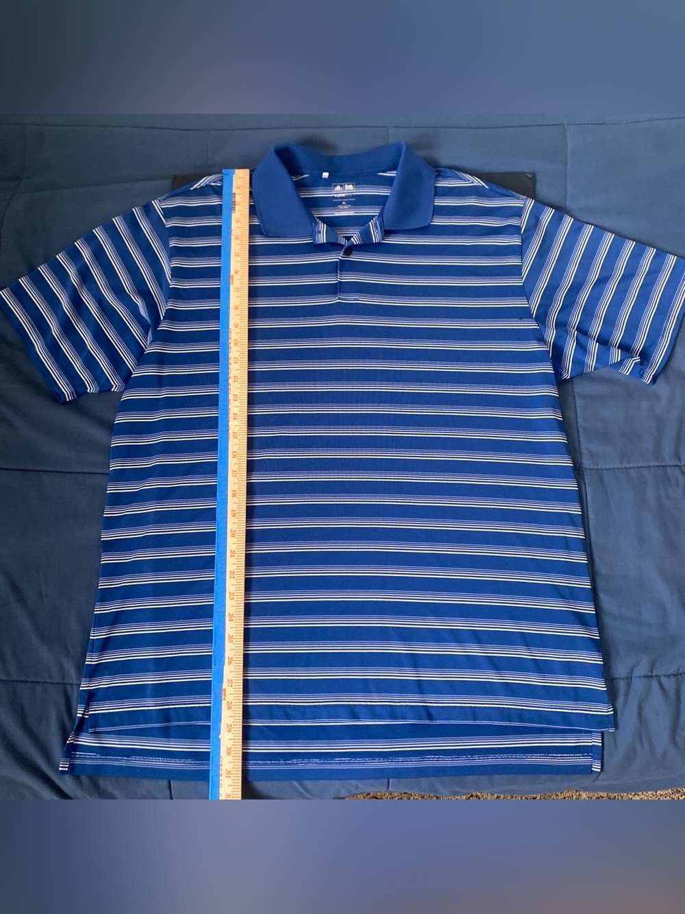 Adidas Climalite Blue Striped Golf Polo Shirt Men’s XL